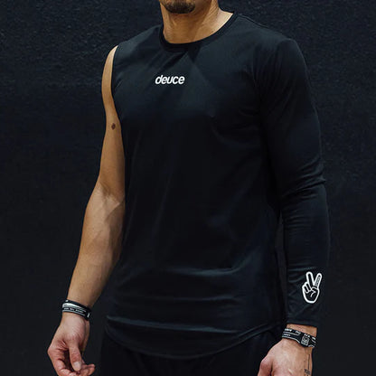 DEUCE ONE ARM SLEEVE PERFORMANCE SHIRT | BLACK