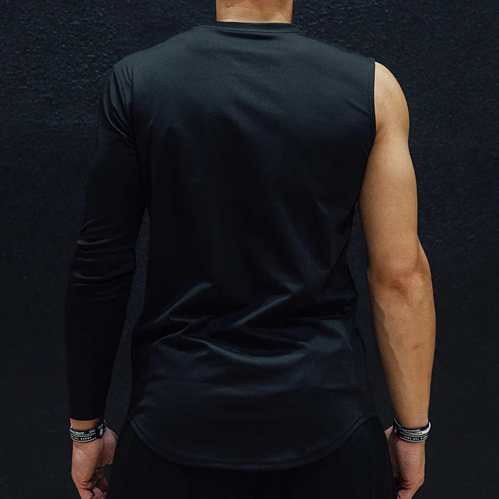 DEUCE ONE ARM SLEEVE PERFORMANCE SHIRT | BLACK