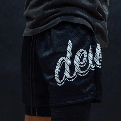 DEUCE MESH SHORTS | BLACK/WHITE