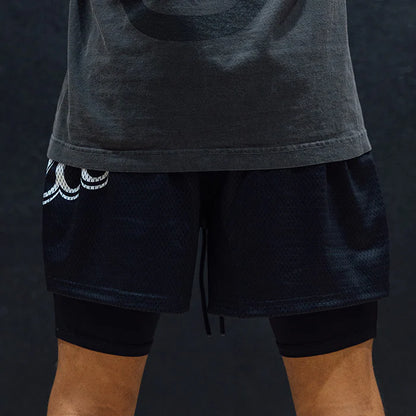 DEUCE MESH SHORTS | BLACK/WHITE