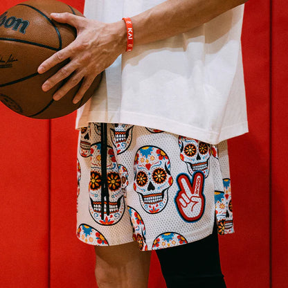 DEUCE MESH SHORTS | DAY OF THE DEAD