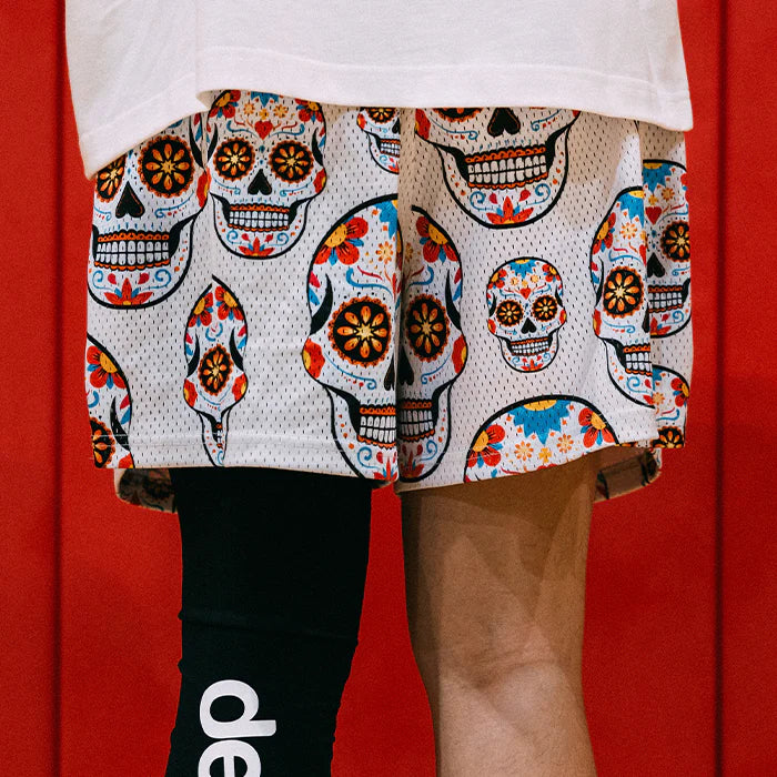 DEUCE MESH SHORTS | DAY OF THE DEAD