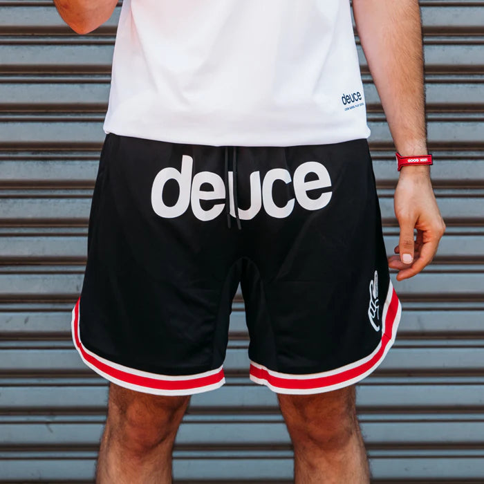 DEUCE VIBE SHORTS | BLACK/RED/WHITE